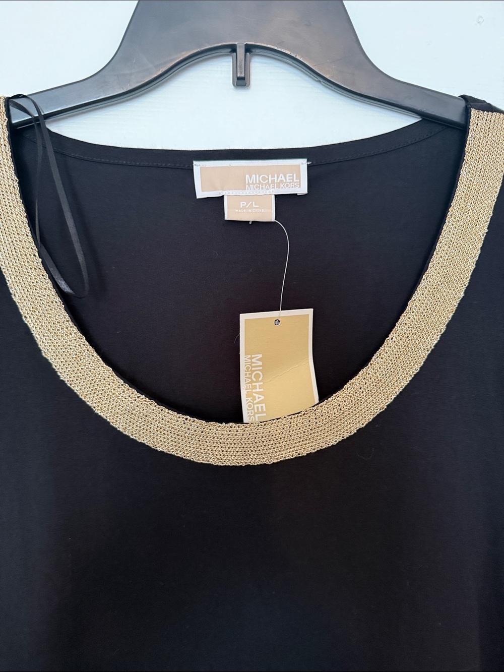 MICHAEL Michael Kors Black Tank with Gold Trimmed Neckline